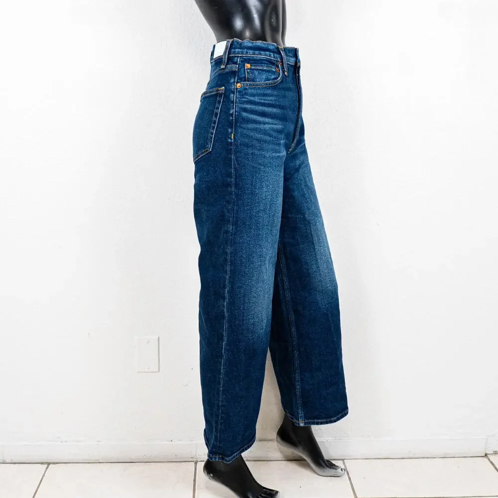 RE/DONE 70s Ultra High Rise Wide Leg Denim Jeans blue wash size 26
